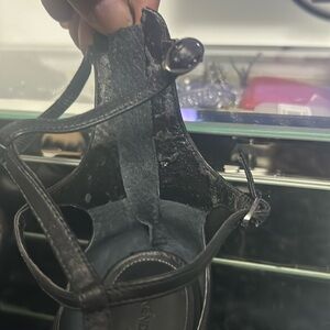 Kendall+Kylie black leather strappy heels,Like new small pealing